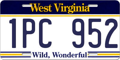 WV license plate 1PC952