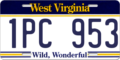 WV license plate 1PC953