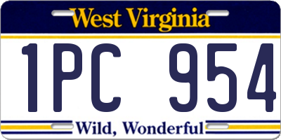WV license plate 1PC954