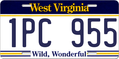 WV license plate 1PC955