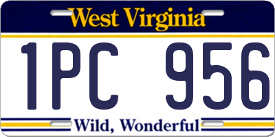 WV license plate 1PC956