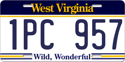 WV license plate 1PC957