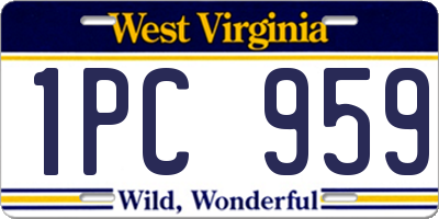 WV license plate 1PC959