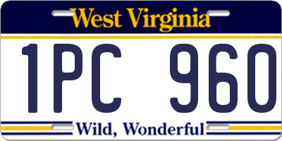 WV license plate 1PC960