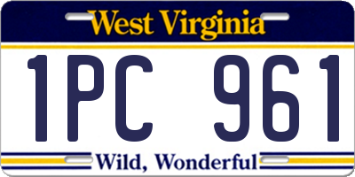 WV license plate 1PC961