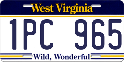 WV license plate 1PC965