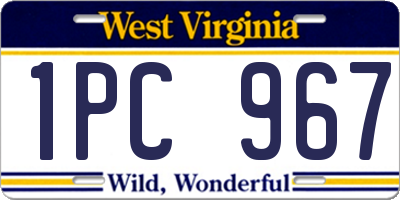 WV license plate 1PC967