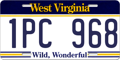 WV license plate 1PC968