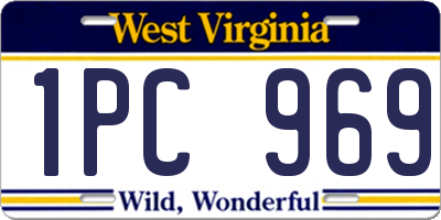 WV license plate 1PC969