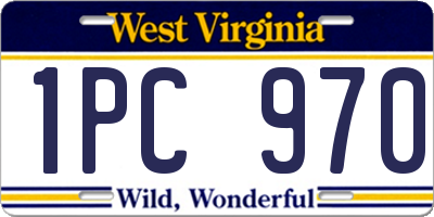 WV license plate 1PC970
