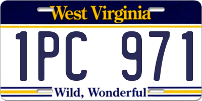 WV license plate 1PC971