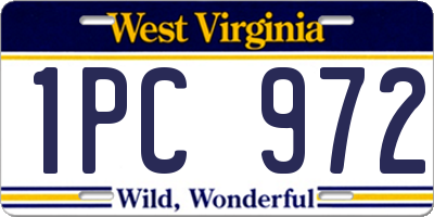 WV license plate 1PC972
