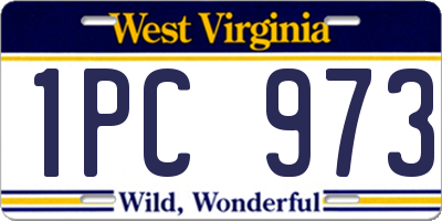 WV license plate 1PC973