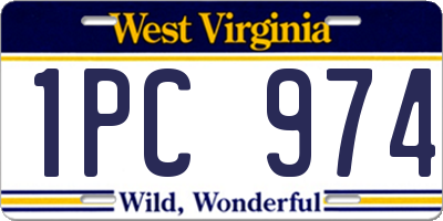 WV license plate 1PC974