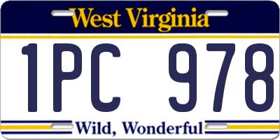 WV license plate 1PC978