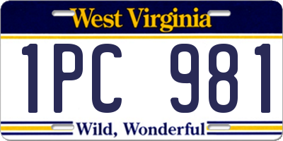 WV license plate 1PC981