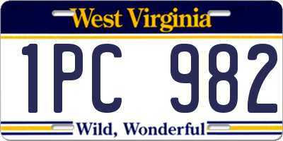 WV license plate 1PC982