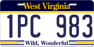 WV license plate 1PC983