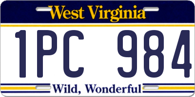 WV license plate 1PC984