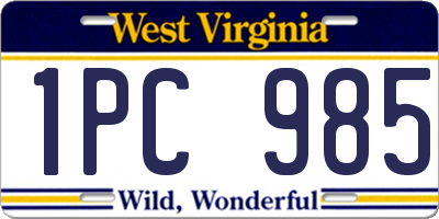 WV license plate 1PC985