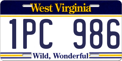 WV license plate 1PC986