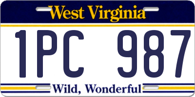 WV license plate 1PC987
