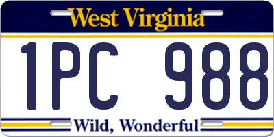 WV license plate 1PC988