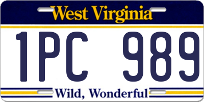 WV license plate 1PC989