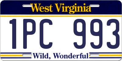 WV license plate 1PC993