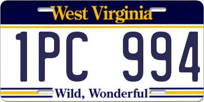 WV license plate 1PC994