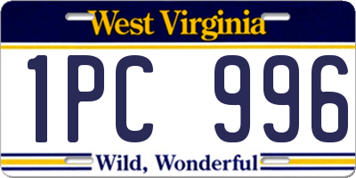 WV license plate 1PC996