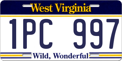 WV license plate 1PC997