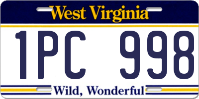 WV license plate 1PC998