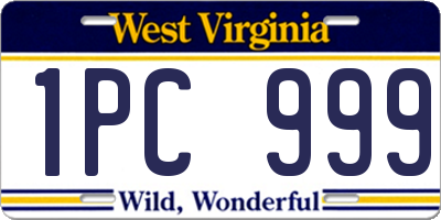 WV license plate 1PC999