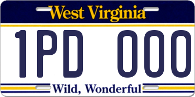 WV license plate 1PD000