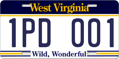 WV license plate 1PD001