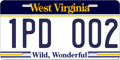 WV license plate 1PD002