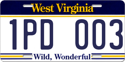 WV license plate 1PD003