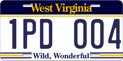 WV license plate 1PD004