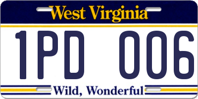 WV license plate 1PD006