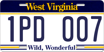 WV license plate 1PD007