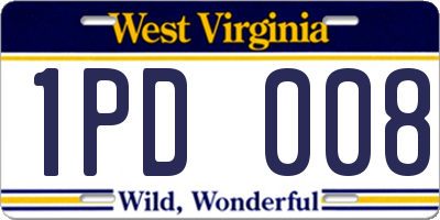 WV license plate 1PD008