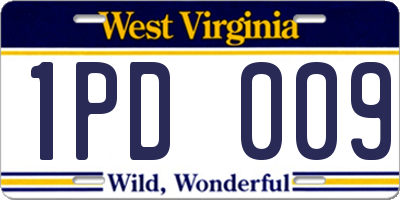 WV license plate 1PD009