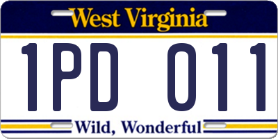 WV license plate 1PD011