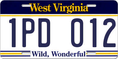 WV license plate 1PD012