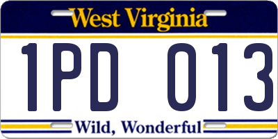 WV license plate 1PD013