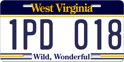 WV license plate 1PD018