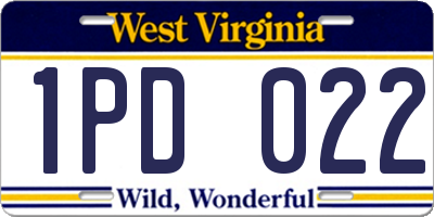 WV license plate 1PD022