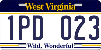 WV license plate 1PD023