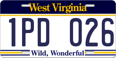 WV license plate 1PD026